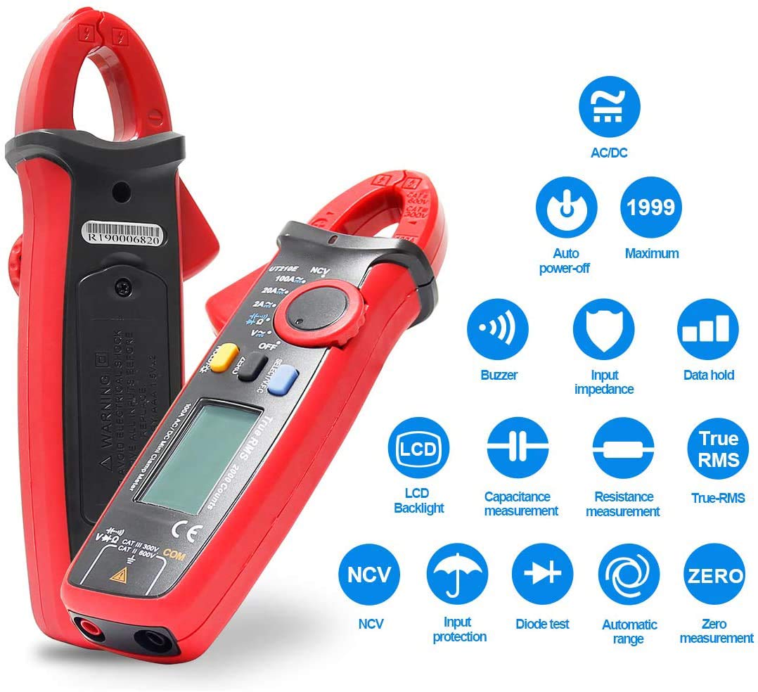 UT210E Handheld RMS AC/DC Mini Digital Clamp Meter Resistance Capacitance Tester