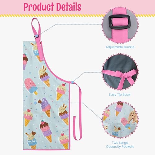 Miniatura 5 de SANDJEST Delantal para niños con juego de sombrero de chefs, delantal de cocina regalos