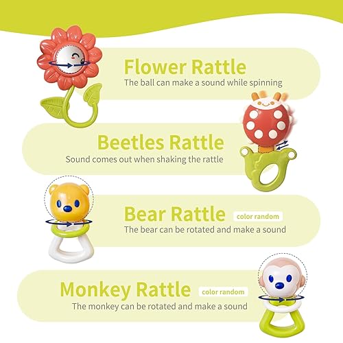 Miniatura 5 de Juego de 12 Sonajeros para Bebés con Estuche de Almacenamiento, Juguetes de Dentición para Bebés, Regalo de Navidad para Recién Nacidos Bebés Niños