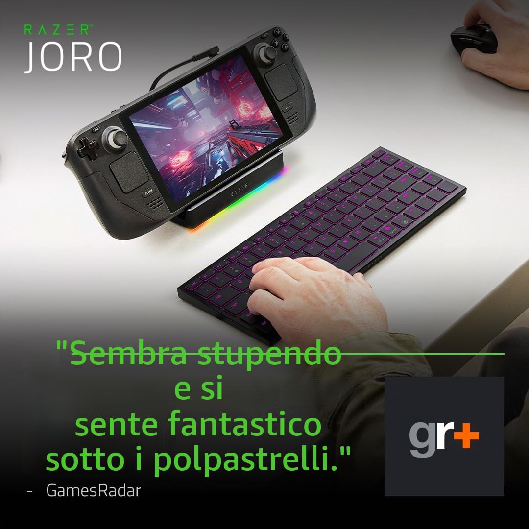 Razer Joro Portable Keyboard - Tastiera wireless compatta retroilluminata - Bluetooth - Wifi - Basso profilo - USB-C - Compatibile con Apple mac OS e iOS - Windows - Tastiera QWERTY USA | Nero