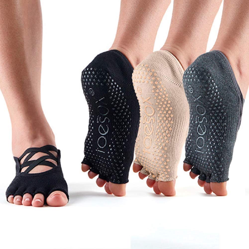 toesoxElle Half Toe Multi Pack – Grip Non-Slip Toe Socks for Pilates Barre Yoga