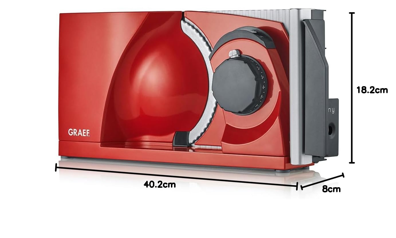 GRAEF MYtiny MT1003 Klappbarer Allesschneider Vollmetall Wellenschliffmesser Ø170 mm Schnittstärke 0-15 mm Energiesparmotor 170 W Brotschneidemaschine