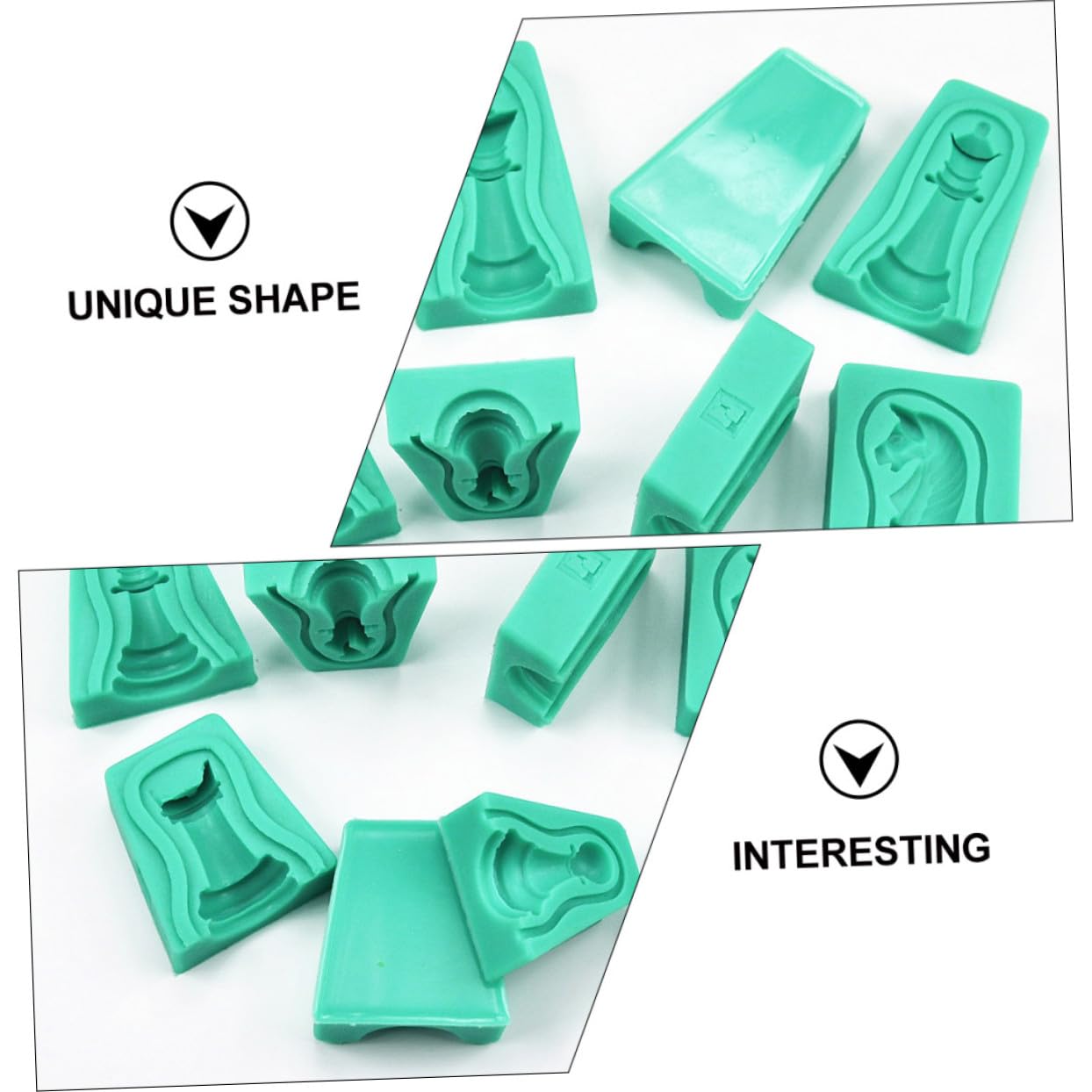 Stampo per Torta Scacchi in Silicone 12 Pezzi Verde | Fondente, Finitura Antiaderente e Struttura Flessibile, Facile da Pulire
