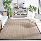 SAFAVIEH Area Rug 8x10 - Natural Fiber Collection - Large - Natural & Black, Seagrass, Herringbone Pattern (NF115C)