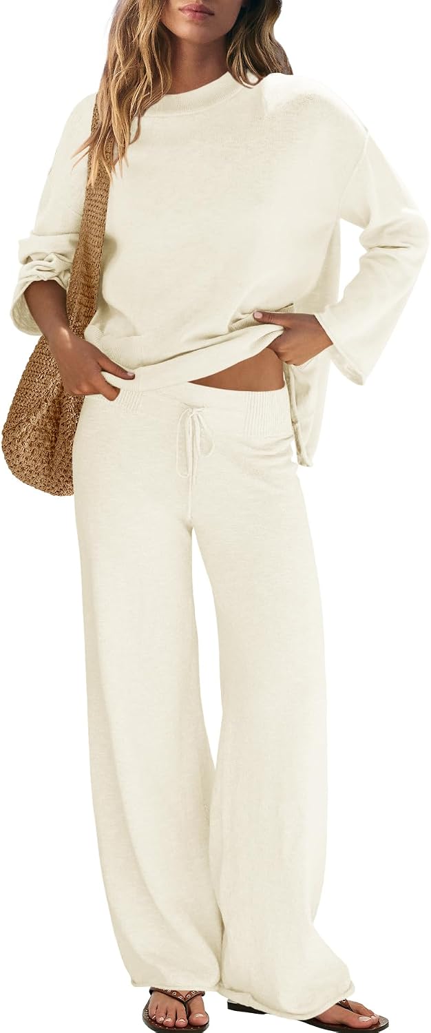 Yanekop Womens Matching Lounge Sets 2 Piece Outfits Sweater Set Lightweight Knit Loungewear Set Casual Loose Fit Outfit