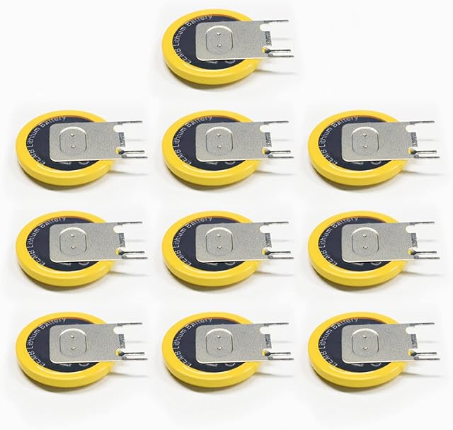10X EEMB CR2032 Battery with Solder Tabs Non-Rechargeable Tabbed 3V CR2032 Lithium Batteries UL Certified (10 Count, CR2032-PEN3)