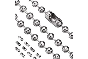 Rustproof Pull Chain, Silver Stainless Steel Bead Chain, 10 Free Clasp Connectors, Great Pulling Force