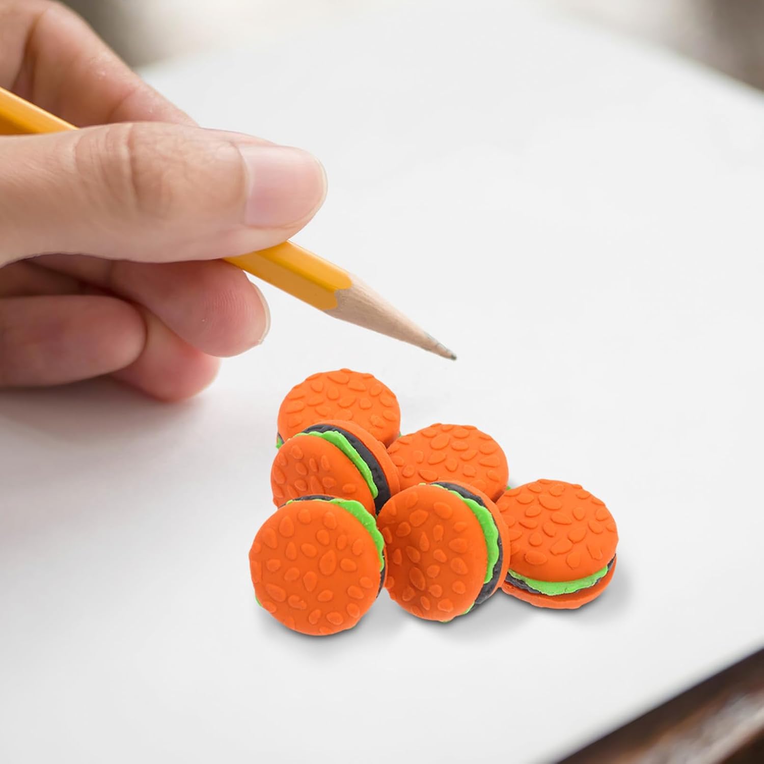 VANZACK 30pcs Mini Food Erasers Cute Hamburger Shape Erasers School Supplies Classroom Prizes Kids Stationery Fun Rewards for School Party Favors