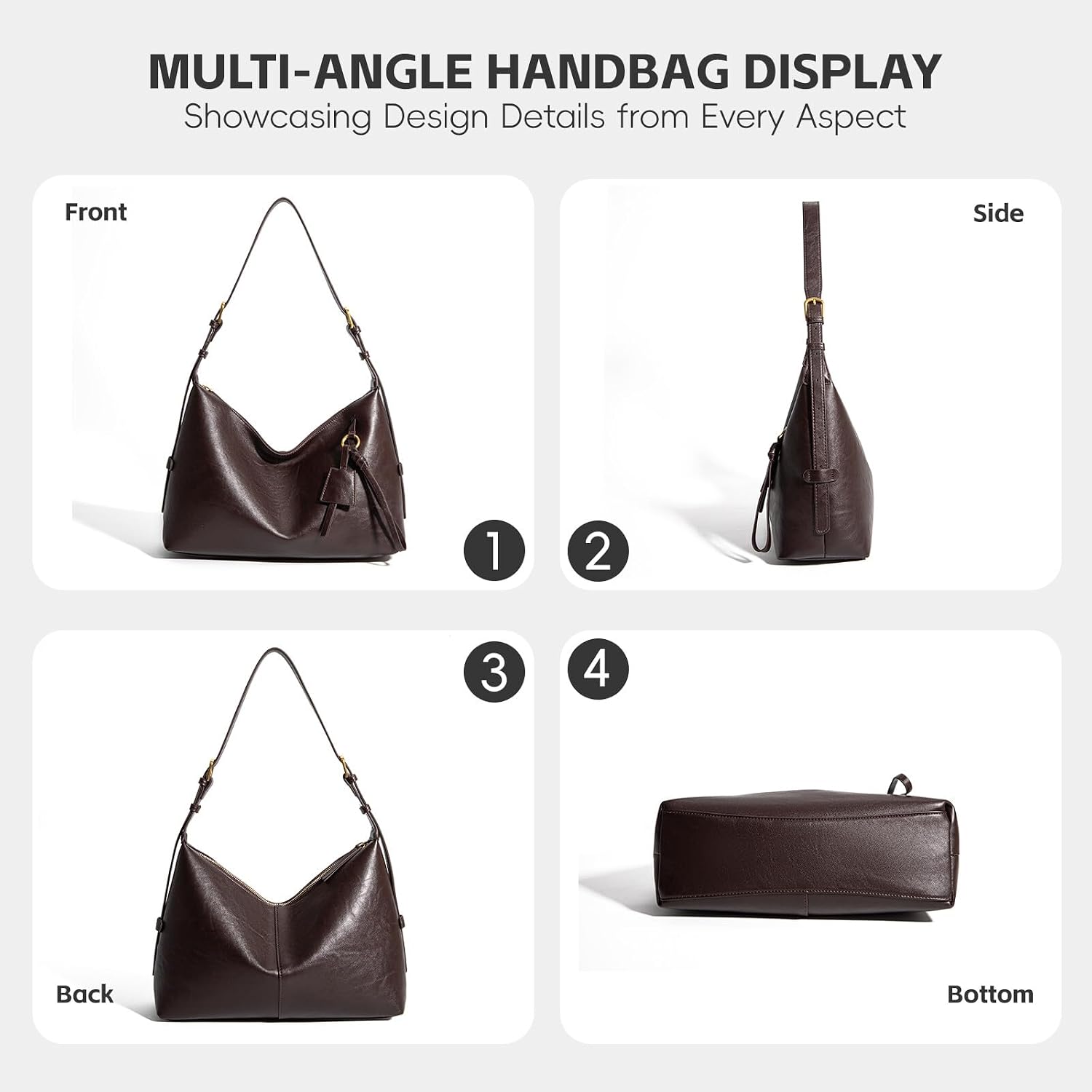 Shoulder Bag for Women Leather Large Slouchy Purse, Crossbody Tote for Travel & Everyday Use