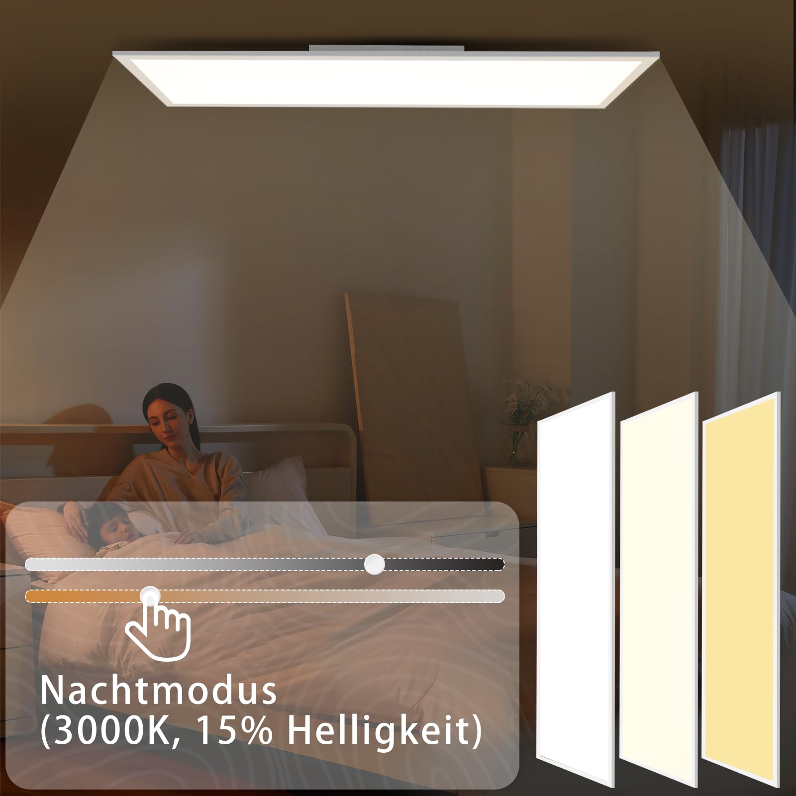 CBJKTX LED Panel Deckenleuchte Dimmbar - Flach Lang Deckenpanel mit | Fernbedienung Groß Deckenlampe Weiß Tageslichtlampe Bürolampe Decke für Büro Werkstatt Küche Arbeitszimmer Flur
