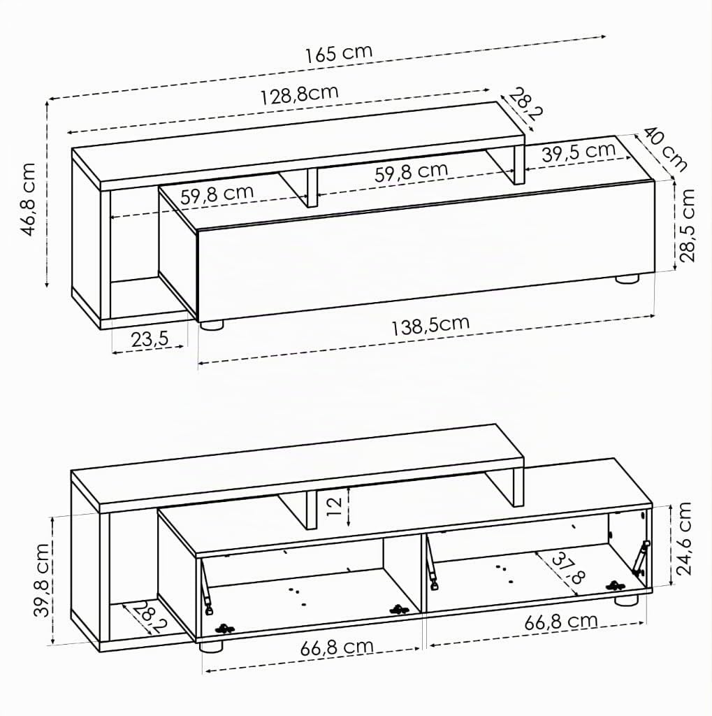 DEKIT GRUPO RIMOBEL KRAM Mueble de TV bajo, Melamina, Grafito y Nordic, 47x165x40 cm