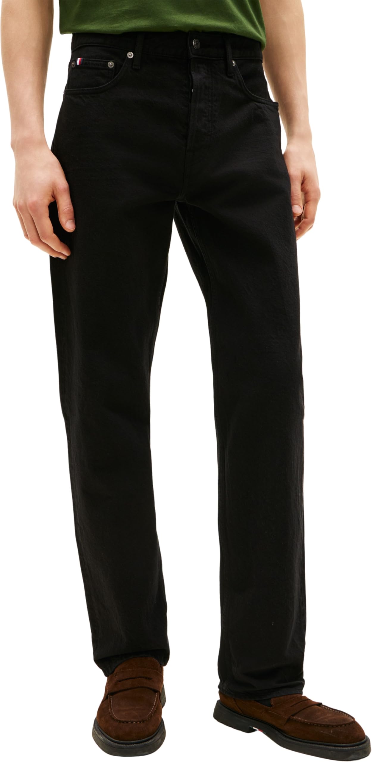 Tommy Hilfiger Dover Regular Straight Fit Jeans, Black, Size 34, Inside Leg Regular, Men