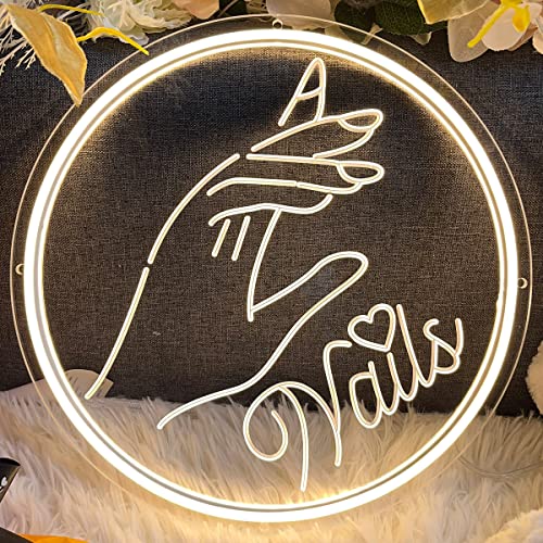 Image of NAILS Neon Sign For Spa Beauty Room Nail Brows Lashed Salon Studio 3D Art Carving Design LED Wall Decor Business Stores Logo Barber Shop Word Indoor Custom Neon Light 5V USB Powered Warm White 30x30cm