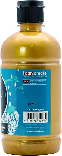 Miniatura 4 de Mont Marte Juego de pintura acrílica dorada de 16.9 oz (16.9 fl oz), perfecto para lienzo, madera, tela, cuero, cartón, papel, MDF y manualidades