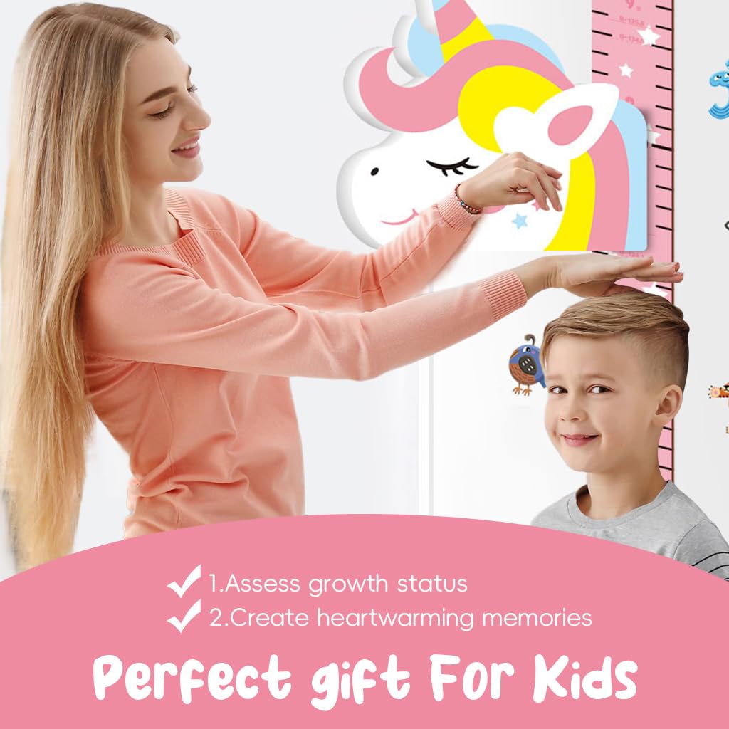 PATPAT� Height Growth Chart for Kids Room 70-180cm Height Ruler with Magnetic Cartoon Pink Unicorn Marker Height Growth Chart Kids Room Decor - Image 4 thumbnail