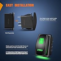 Vista 8 de Nilight Interruptor basculante estéreo, barra de luz LED, 5 pines, láser, encendido y apagado, interruptores SPST 20A/12V 10A/24V verde con cables