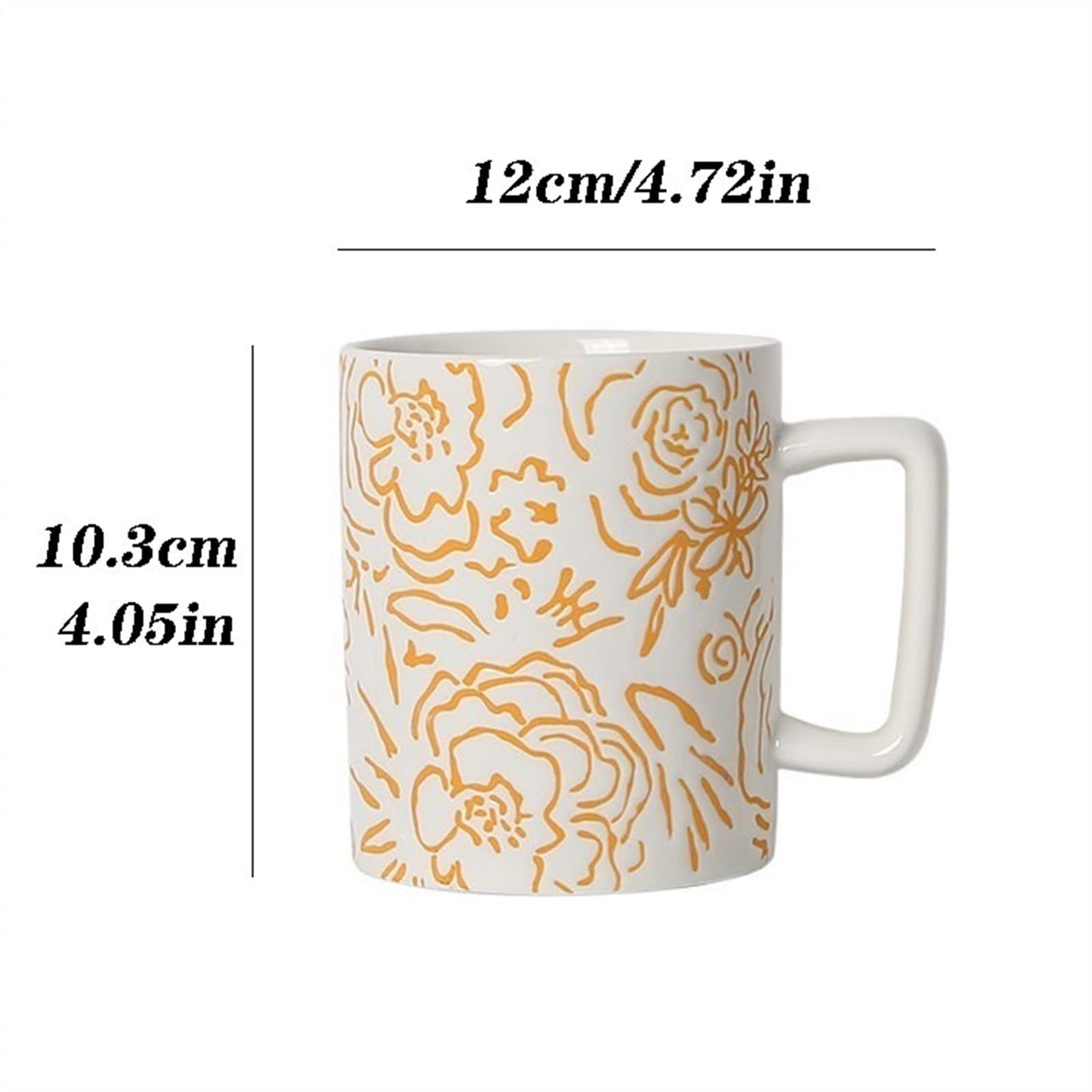 Kubki Personalizowane Ceramiczne Biurowe Kubki Do Picia Premium Domowe Śniadanie Mleko Owsiane Kubki Kwiatowy Wzór Kubek Mleko Herbata (Szary)