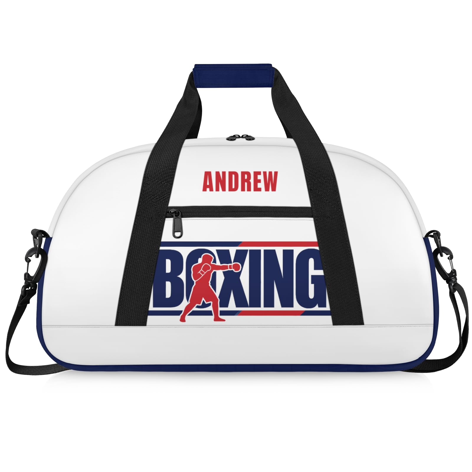 Martial Arts Training Duffle Bag | Personalised Taekwondo Karate Boxing Gym Bag for Men & Kids | Custom Name Water-Resistant Sports Holdall for Gear & Gloves, Boxing Navy Red