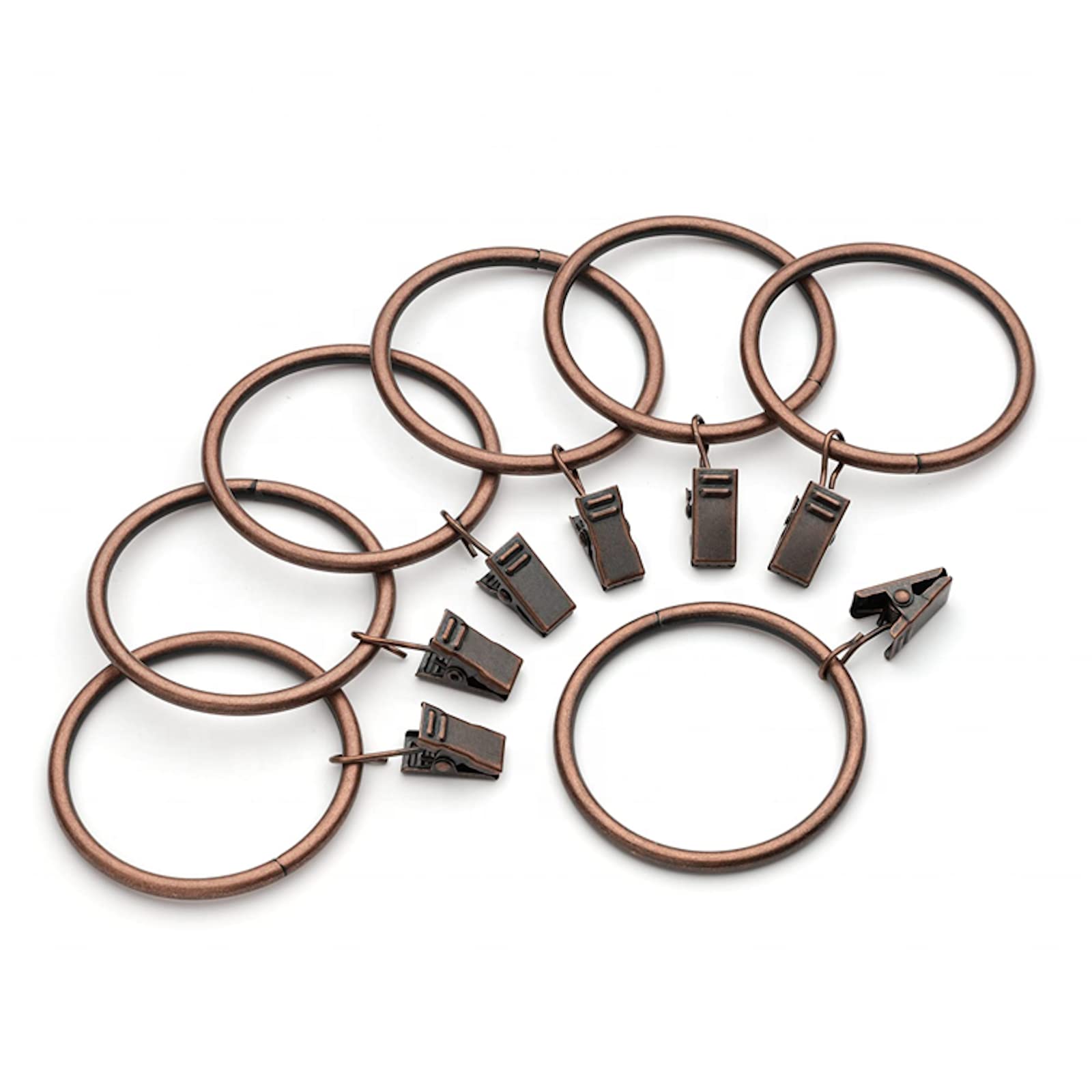 200x EWANTO Vorhangringe Bronze 45 mm Durchmesser Gardinenringe Gardinenhaken Set Metall Ring mit 18 mm Clip Vorhang Ringe mit Clips für Gardinen ohne Löcher oder Ösen Curtain Rings