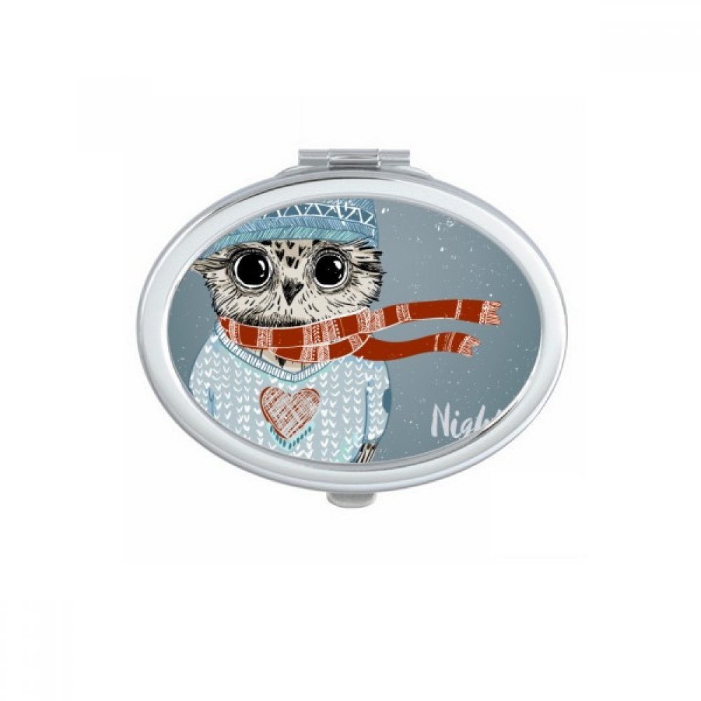 Miroir compact hibou d'hiver pour retouches maquillage rapides en voyage et deplacement