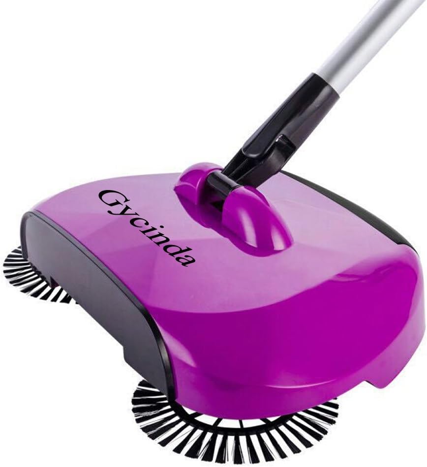 Hand Push Home Floor Brush Sweeper Without Electricity Dustpan and Trash Bin 3 in 1 (Purple)