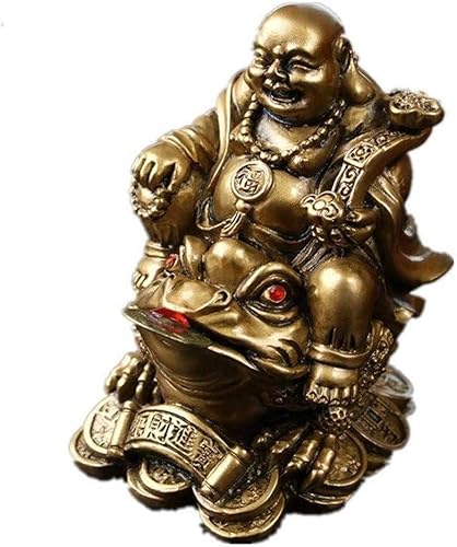 PAREKS Weiping - Feng Shui Statue,Feng Shui Resin Statue Smiling Buddha Statue Sitting On Money Decorative Statue for Home and Office Blessing Gift