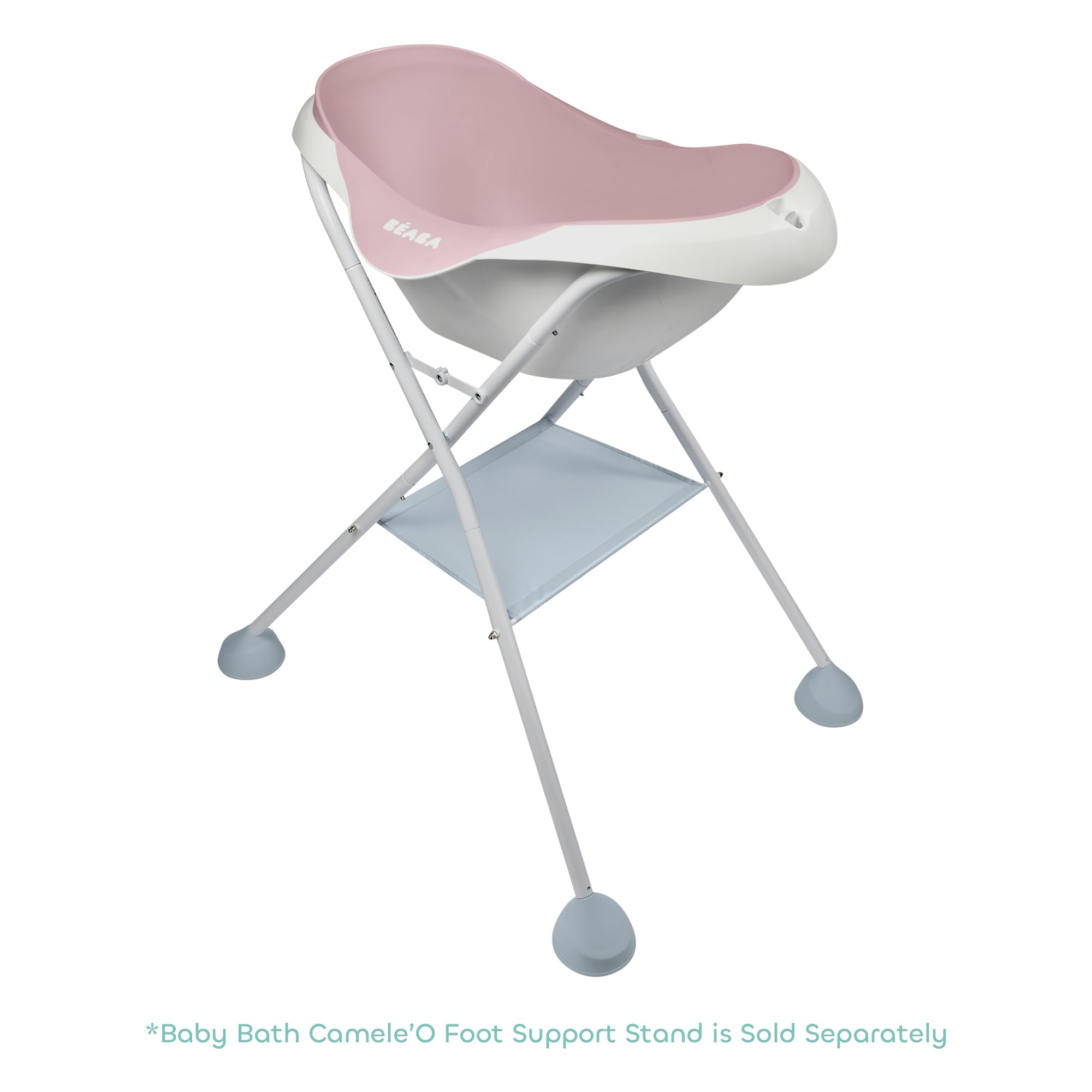 BÉABA - Vaschetta Baby per Bagnetto Neonati, Antiscivolo e Comoda, Ergonomica e Multiuso, Materiale Flessibile e Delicato, Tappo per Svuotare il Prodotto, Camélé'O, Made in France, Rosa