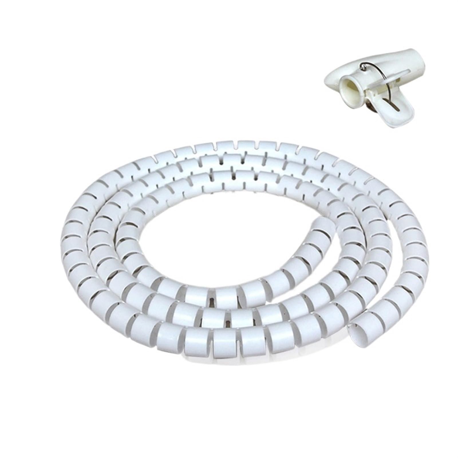 Guaina protettiva per cavi a spirale, 1 metro, in plastica, diametro coperto (bianco, diametro interno 22 mm)