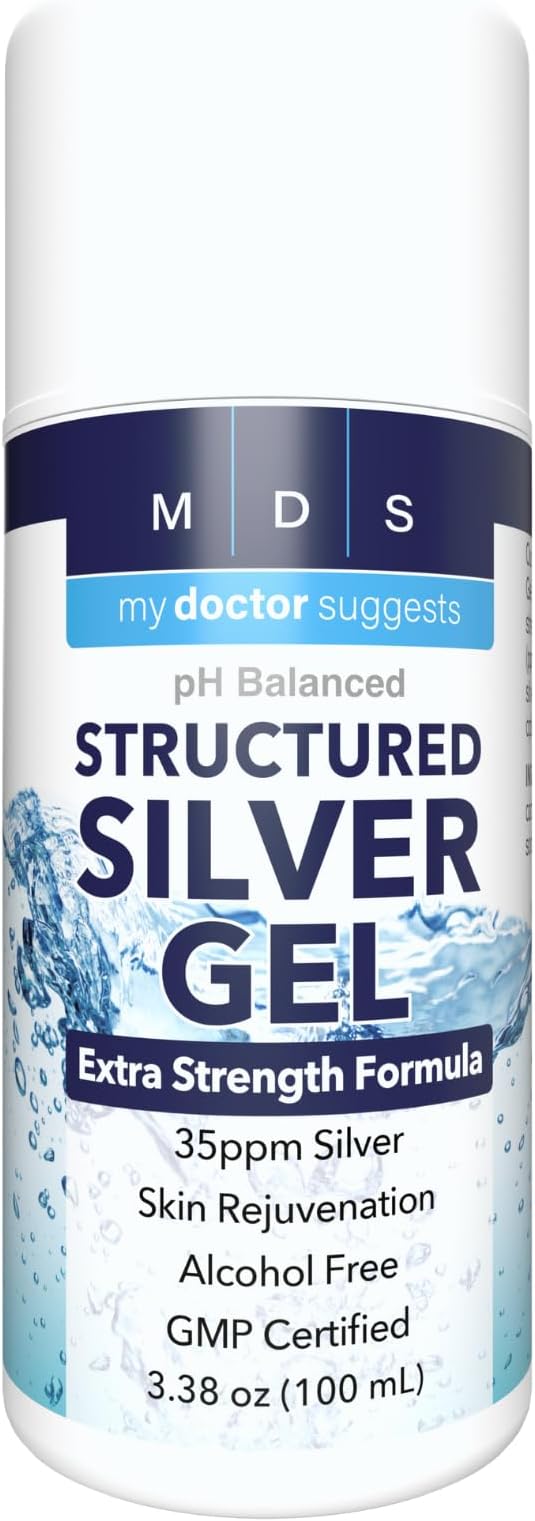 Silver Gel - 35ppm Advanced Colloidal Structured Silver Activated Gel, Skin Irritations, Facial Cleanser.