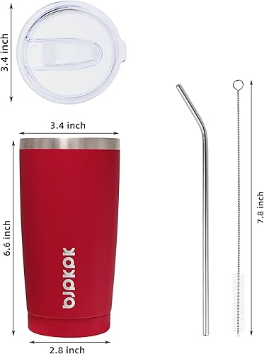 Miniatura 9 de BJPKPK - Vaso de 30onzas con tapa y pajilla, de acero inoxidable con aislamiento de doble pared al vacío para mujeres y hombres, color albaricoque