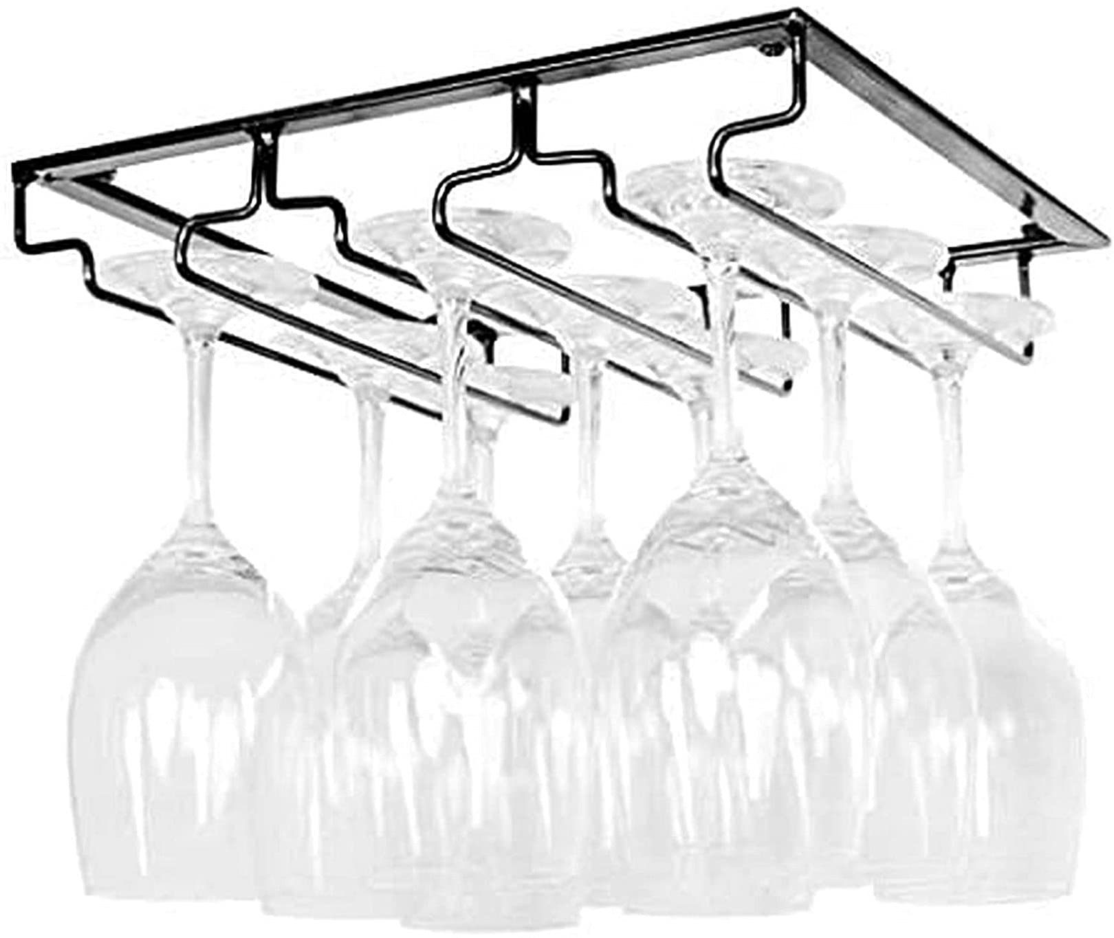 Porte-bouteilles plafond en métal avec rack suspendu pour 11 rangées de verres