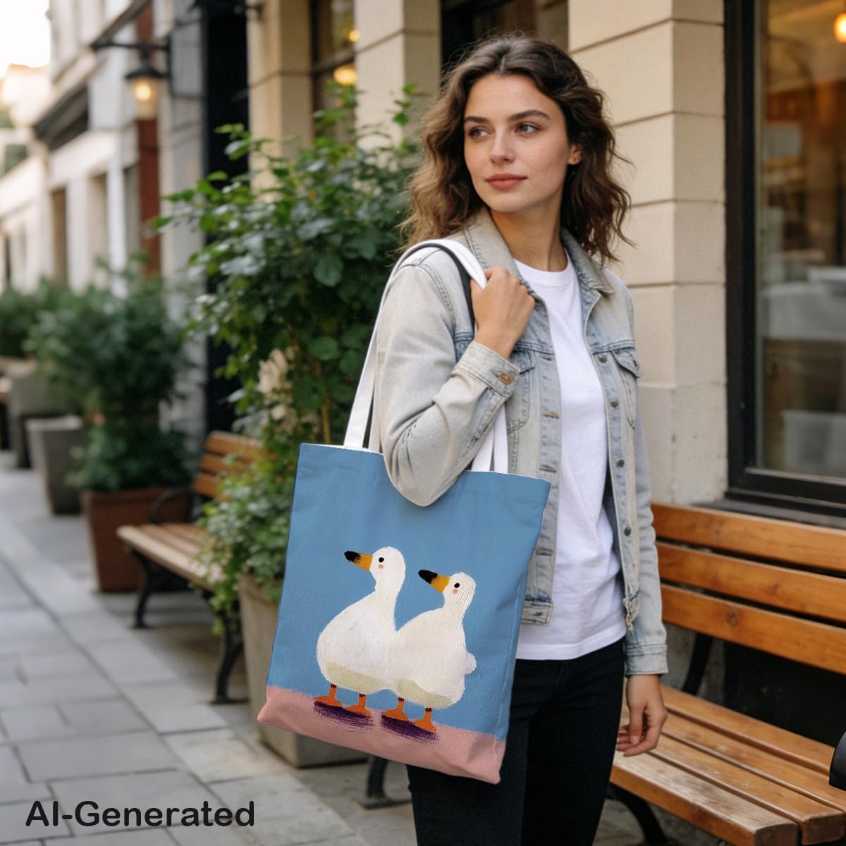 Funny Canvas Tote Bag, Animal Print Aesthetic Canvas Bag, Reusable Shoulder Grocery Bags, Gift for Women Friends Family at Christmas Thanksgiving 16 image 2
