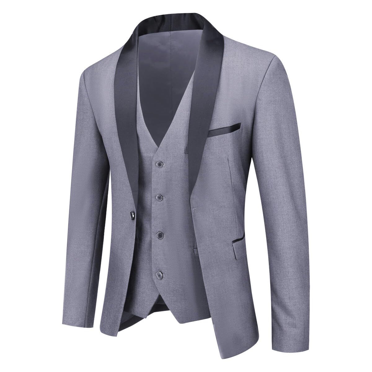YOUTHUP Abito Uomo Slim Fit 3 Pezzi Abiti da Sposa Elegante Cerimonia Shawl Lapel Smoking Blazer Pantaloni Panciotto
