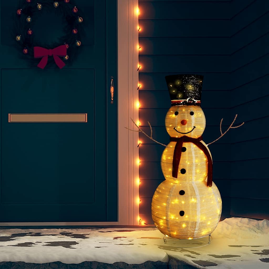 Figura decorativa de muñeco de nieve de Navidad, tela de lujo LED, 120 cm