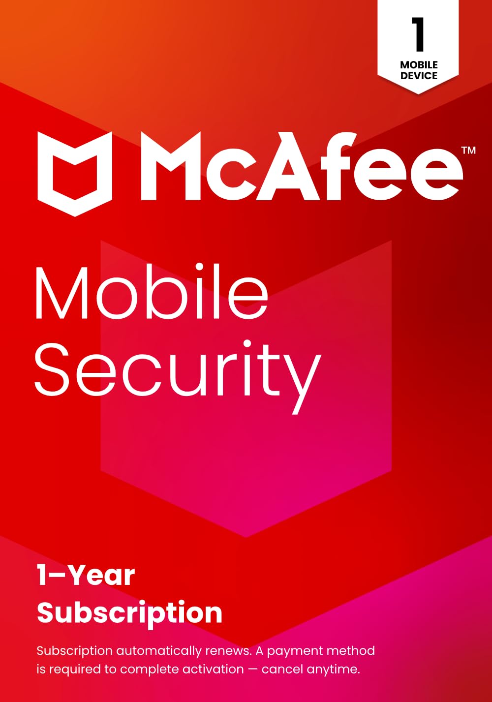 Mcafee Mmp0aunr1raad Mobile Security Plus Subscription Licence, 1 Year, 1 Device