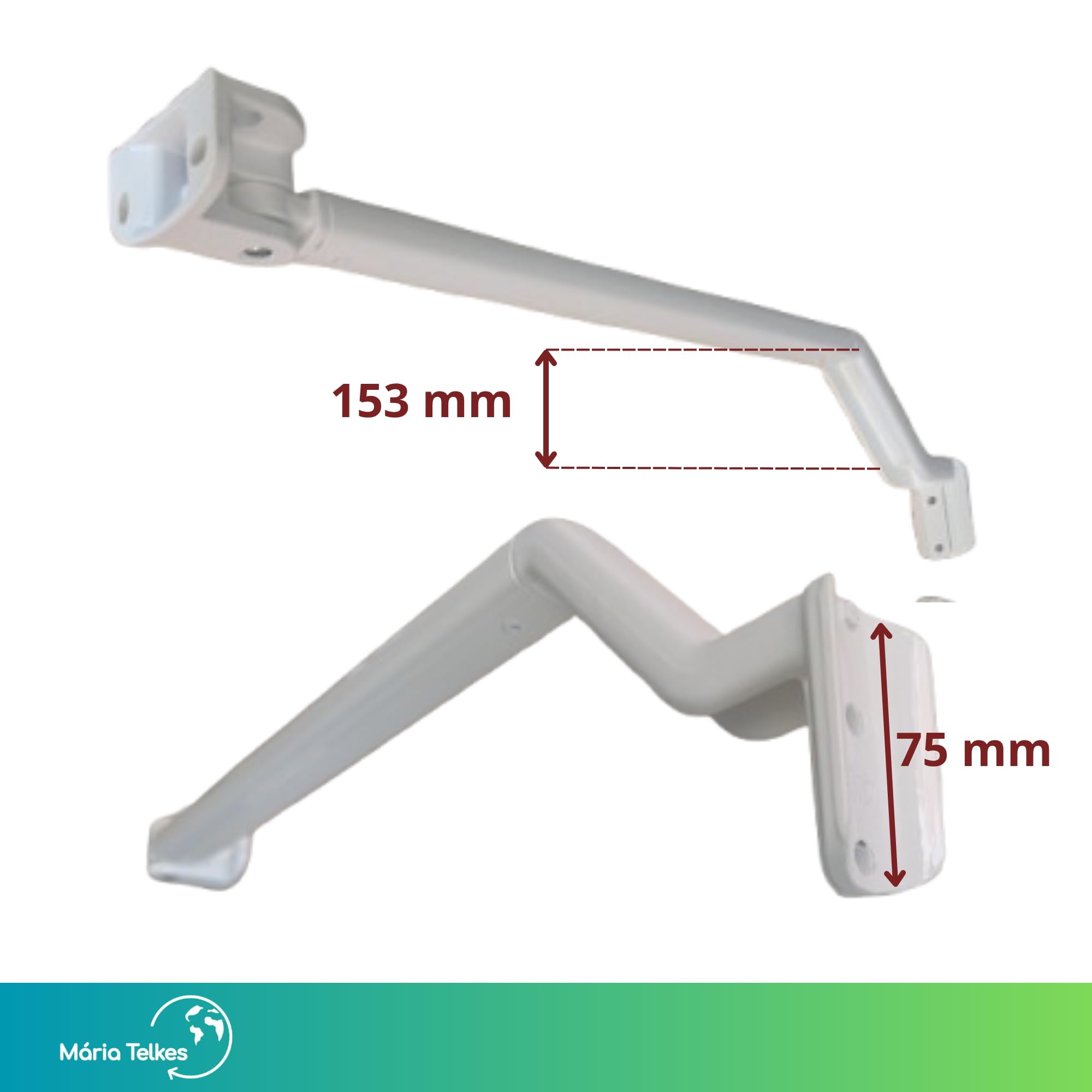 Juego Brazos de Toldo Blanco Punto Recto 100 centímetros | Brazos para Pared Ventana Balcón Exterior | Recambio Resistente | Toldo Aluminio Lacado Alta Durabilidad (100 Cm, Blanco)