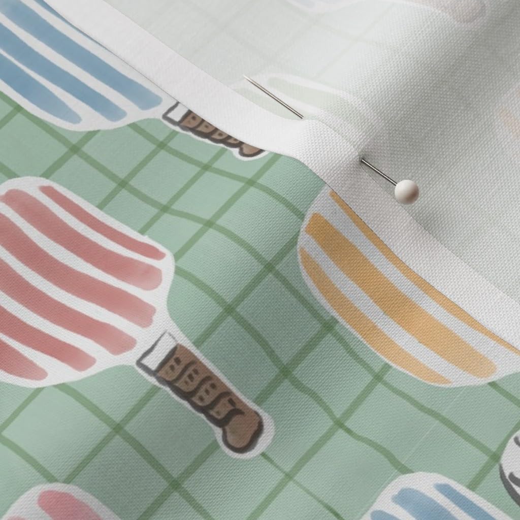 Spoonflower Fabric - Floral Pickleball Court Sport Exercise Athlete Whimsical Fun Country Printed on Petal Cotton Fabric by The Yard - Sewing Quilting Apparel Crafts Decor