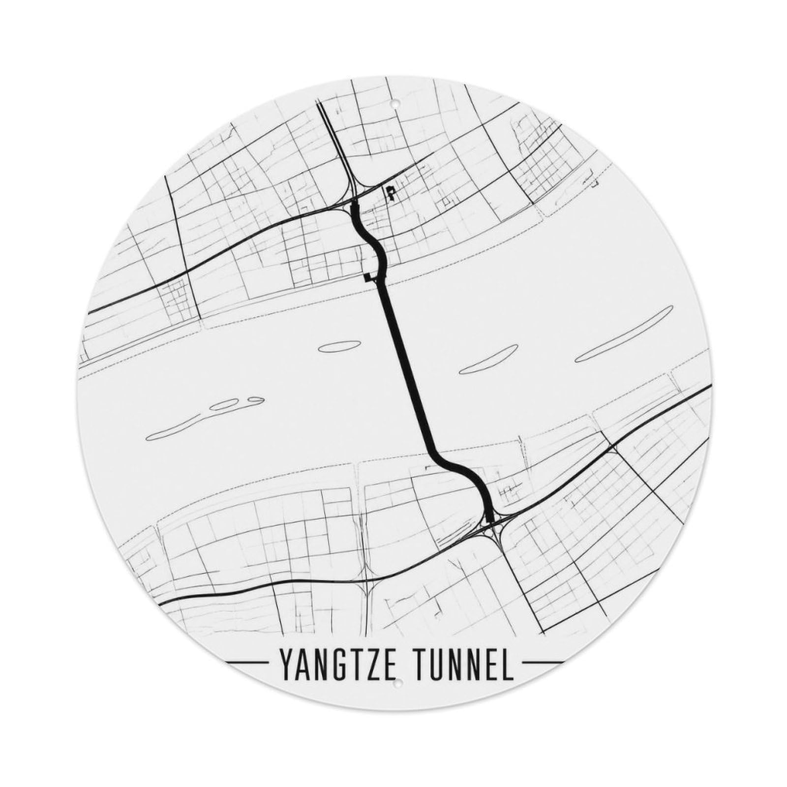 Okngb Style Retro Lines Shanghai Yangtze Tunnel Memphis Geometry Metal Tin Sign Plaque Wall Decor For Cafe, Man Cave, Club Bar, Office, Home Garden Round Metal Poster 8X8inch