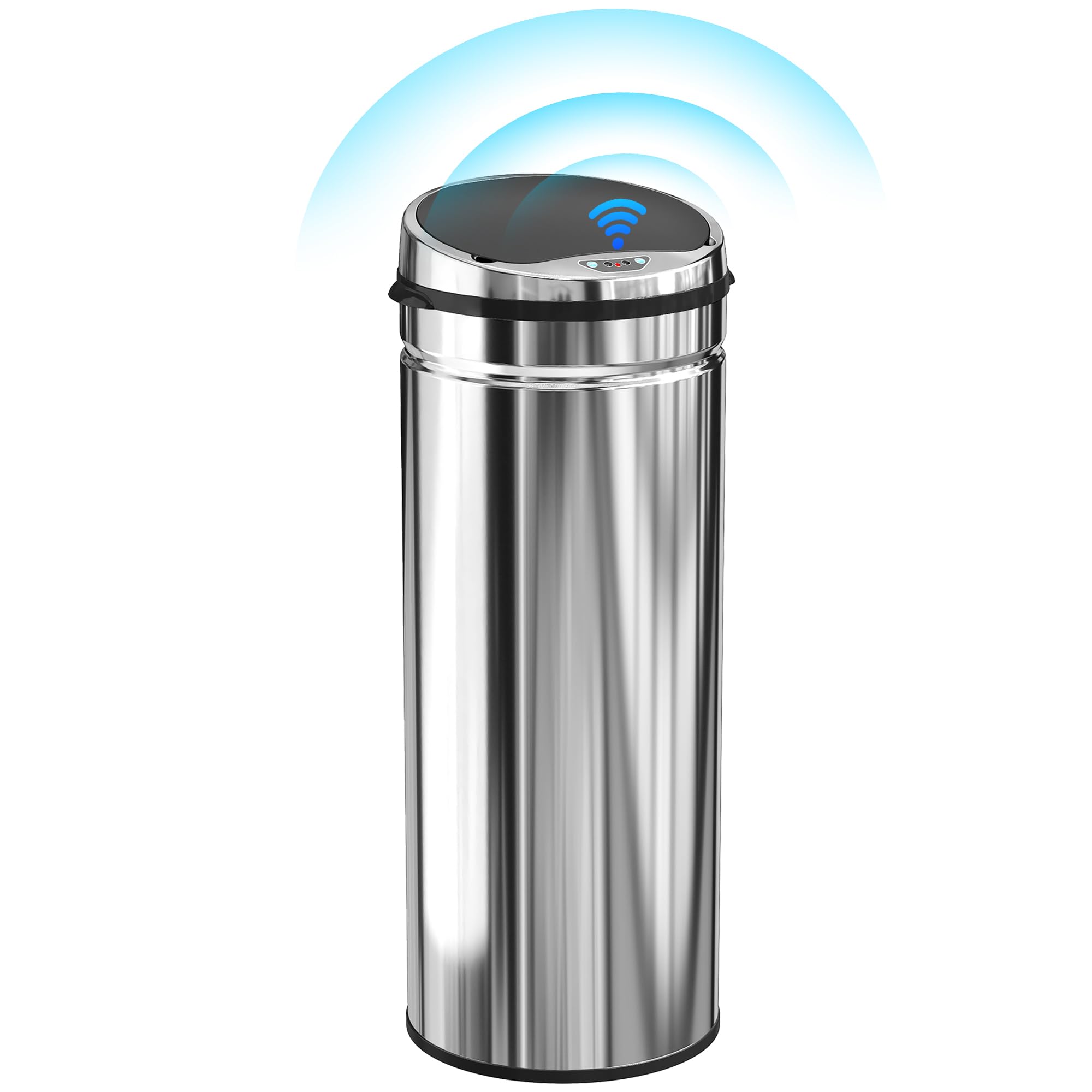 HOMCOM 50L Sensor Bin with Quiet Soft-Close Lid Kitchen Home Office Silver