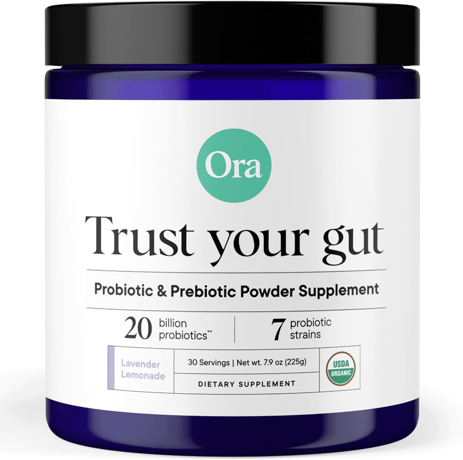 Prebiotic and Probiotic Powder Supplement - 20 Billion Probiotics, 7 Strains for Best Prebiotic Powder, Non-GMO, Probiotics for Women, Men & Kids - Lavender Lemonade Flavor, 30 Servings