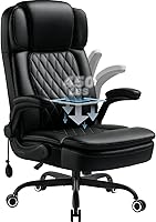 Vista 1 de Silla de oficina ejecutiva grande y alta de 450 LBS con brazo abatible, silla de escritorio de computadora de cuero PU resistente, cómoda silla