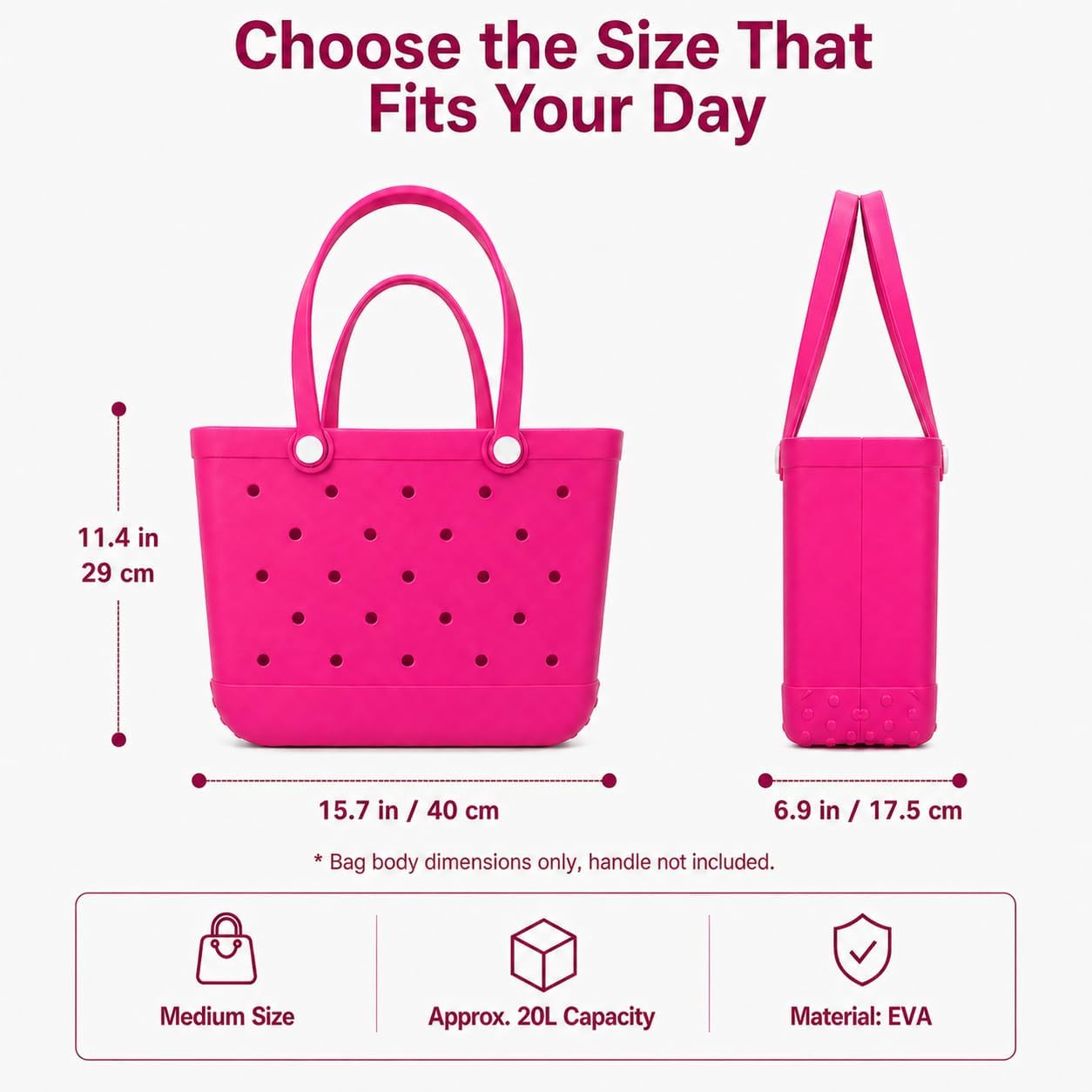 EVA Beach Tote Bag, Waterproof Sandproof Rubber Tote for Beach, Pool, Travel and Shopping