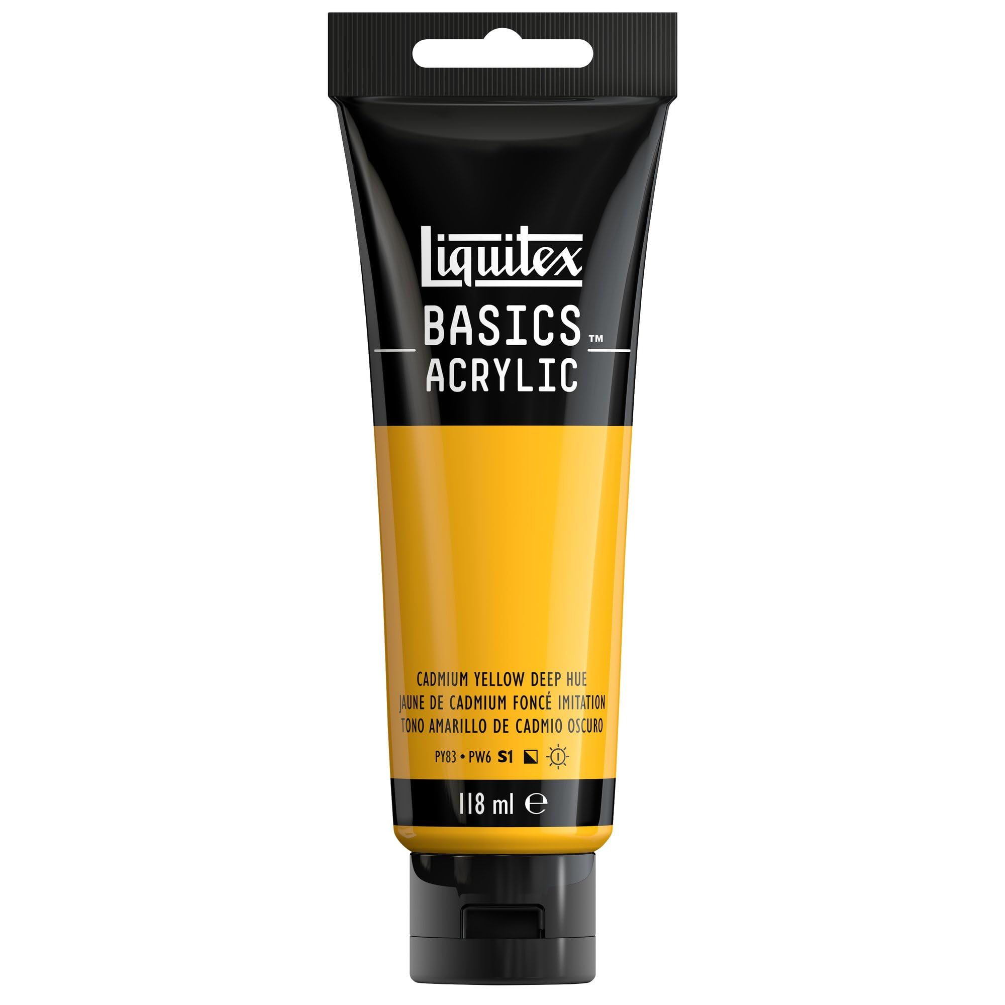 Liquitex BASICS Acrylic Paint, 4-oz tube, Cadmium Yellow Deep Hue