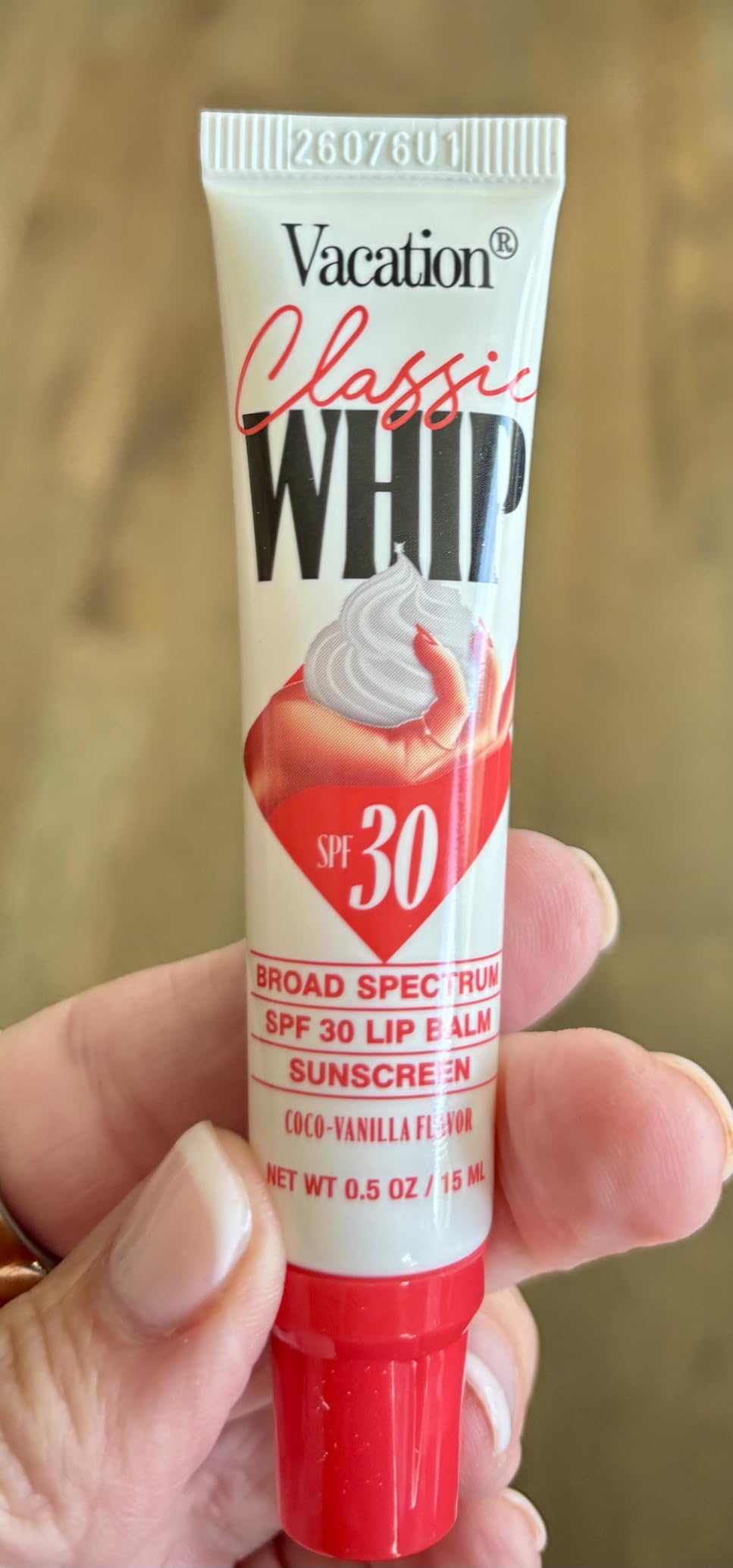 Vacation Classic Whip SPF 30 Lip Balm Sunscreen — Hydrating Lip Balm with Hyaluronic Acid, Peptides & Shea Butter - Coconut-Vanilla Flavored SPF Lip Gloss, Broad Spectrum SPF 30, Vegan, 0.5 oz
