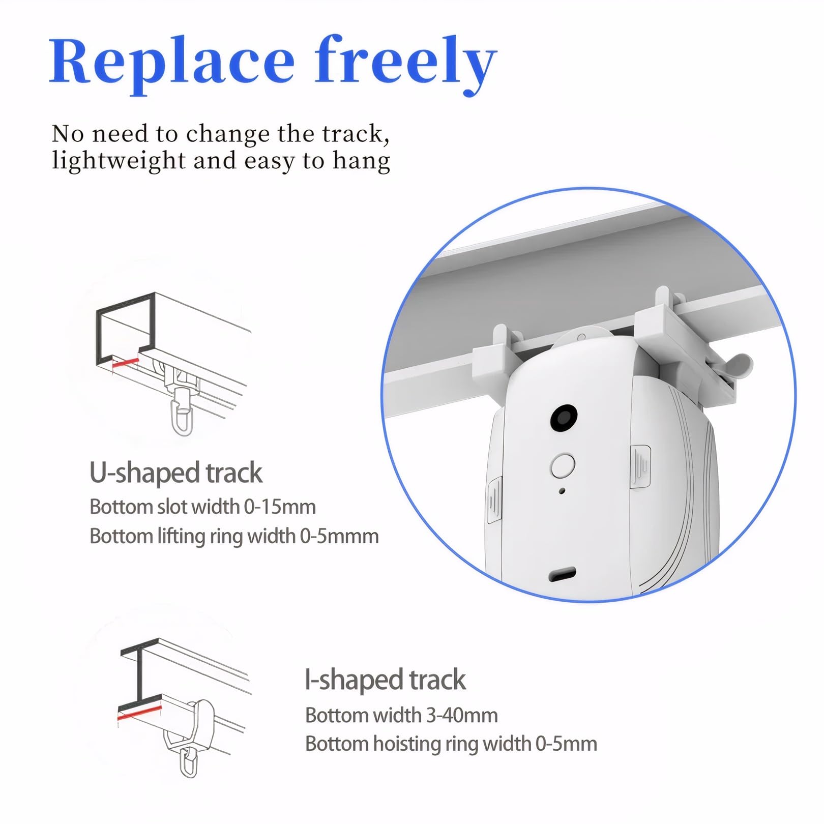 Mengshen Ouvre-rideau électronique automatique pour rails U/T, télécommande mains libres, facile à utiliser, télécommande sans fil, ouverture et fermeture
