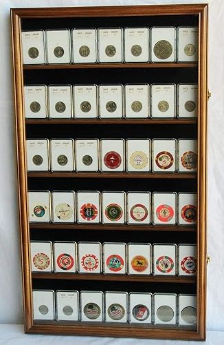 Miniatura 3 de 42 colector NGC PCGS ICG - Estante para gabinete con cerradura y diseño de losa de monedas, color cereza