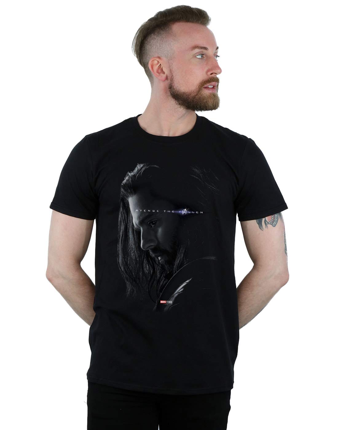 Absolute Cult Men's Black Marvel Avengers Endgame Avenge The Fallen Bucky T-Shirt Large