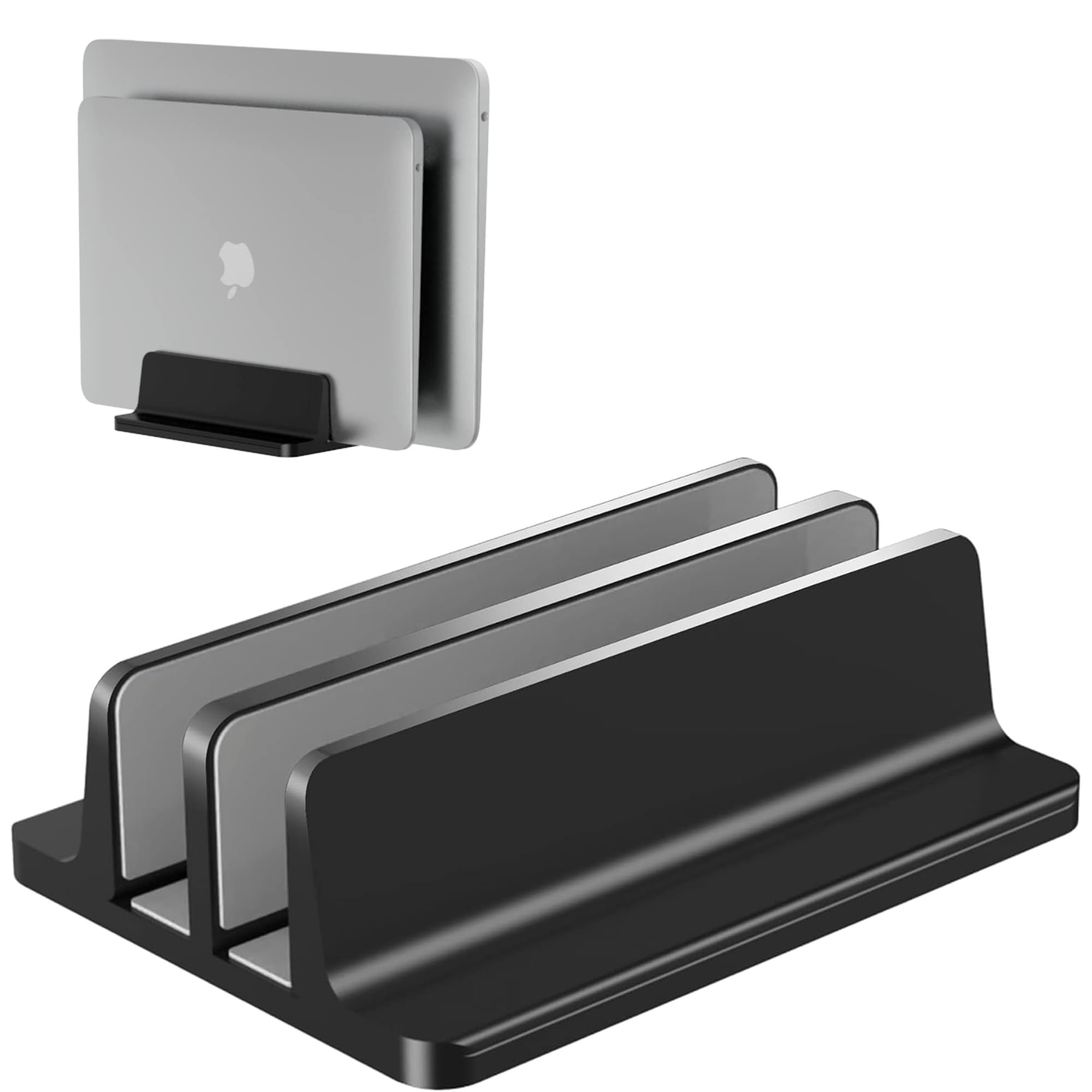 Vertical Laptop Stand, Adjustable 2 Slot Aluminum Desktop Holde(Up to 17.3 inch), Fits All MacBook/Microsoft Surface/HP/Dell/ChromeBook/iPad and Gaming Laptops (Black)