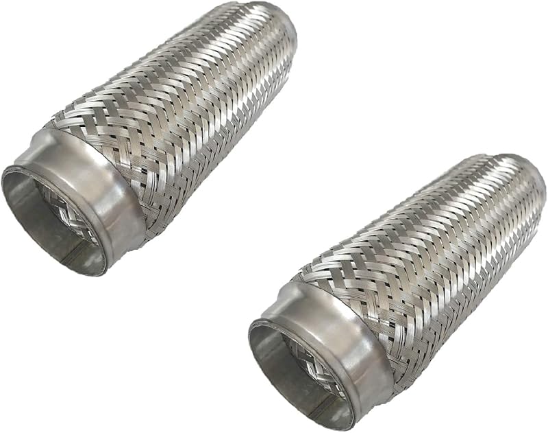 Tubo flexível para escapamento Parts Port em aço inoxidável trançado duplo, 3 pol. de diâmetro interno x 25,4 cm – 2 unidades