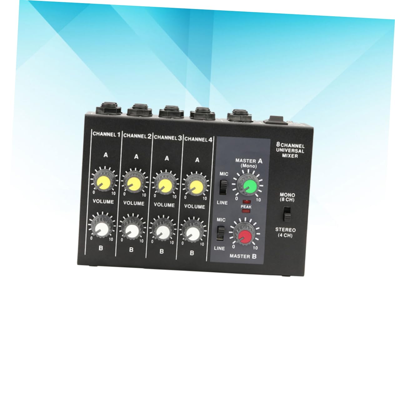 LIFKOME Channel Audio Mixer with Power Adapter for Equipment Individual Volume Control for Each Input Channel Supports Mic Line Input for Recording and Live